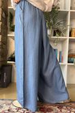 Washed Chambray Palazzo Jean Mid
